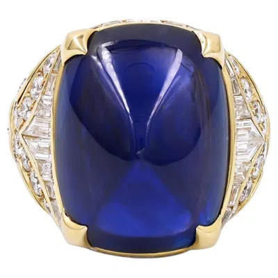 Pre-owned Bulgari 35.72 Ct. Ceylon Sapphire Diamond 18k Yellow Gold Ring
