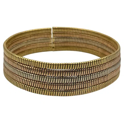 Pre-owned Bulgari 5 Row Tubogas Choker In 3 Colour Gold Circa 1980 In Multi