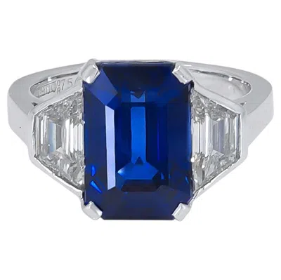 Pre-owned Bulgari 6.40 Carat Certified Sapphire Cocktail Ring In Blue