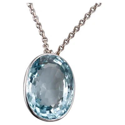 Pre-owned Bulgari 82 Carat Aquamarine Gold Pendant Necklace In Multi