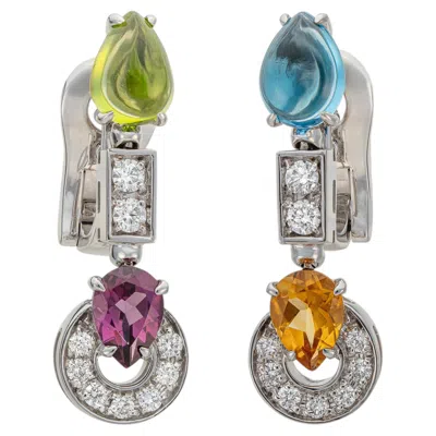 Pre-owned Bulgari Allegra Citrine Topaz Peridot Amethyst Diamond White Gold Earrings