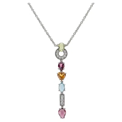Pre-owned Bulgari Allegra Diamond Peridot Amethyst Citrine Necklace In Purple