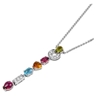 Pre-owned Bulgari Allegra Necklace, 18k White Gold, Diamonds & Gemstones