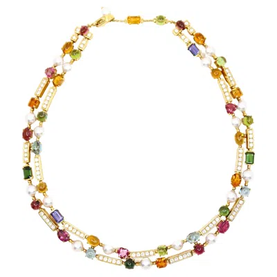 Pre-owned Bulgari Allegra Pearls Diamonds & Multi-gemstone Necklace