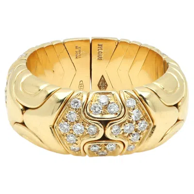Pre-owned Bulgari Alveare Gold And Diamond Ring Band In Multi