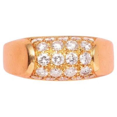 Pre-owned Bulgari An 18 Carat Gold Tronchetto  Ring With Diamonds In Multi