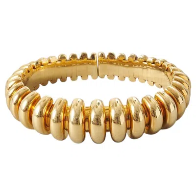 Pre-owned Bulgari An 18k Gold  Celtaura Ribbed Bangle In Multi