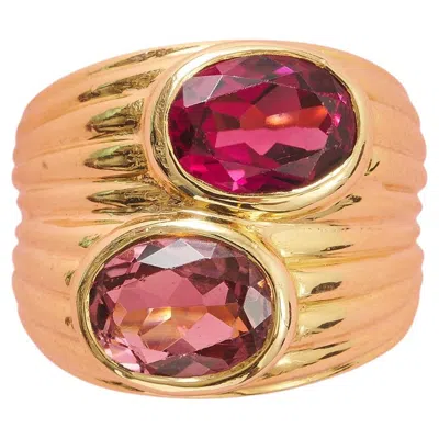 Pre-owned Bulgari An 18k Gold  Ring With Pink Tourmaline