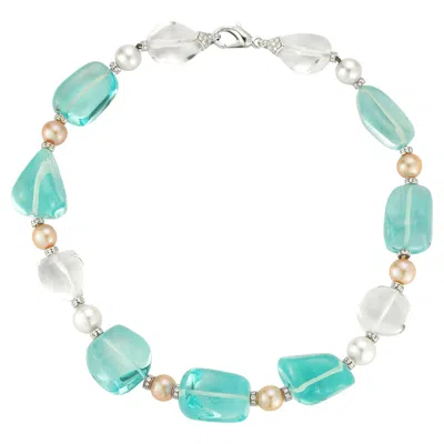 Pre-owned Bulgari Aquamarine Rock Crystal & Pearl Necklace In Multiple