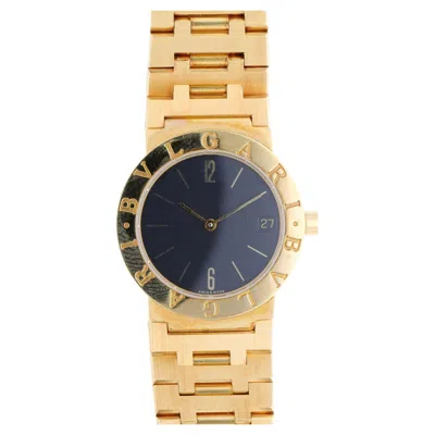 Pre-owned Bulgari Bb30 Gd Black Dial 30mm 18k Gold Quartz Watch Box/papers