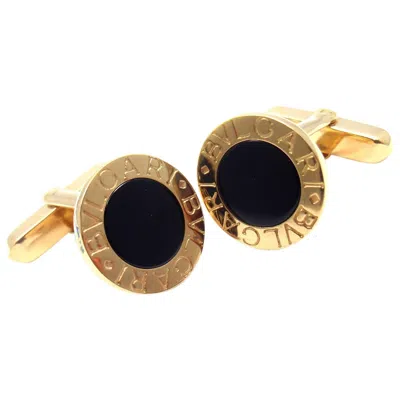 Pre-owned Bulgari Black Onyx Yellow Gold Cufflinks
