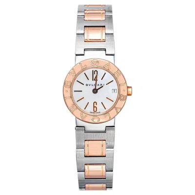 Pre-owned Bulgari Bbpz3sg 18k Rose Two Tone Quartz White Dial Women Watch 23mm
