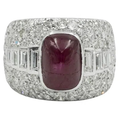 Pre-owned Bulgari Burmese Ruby (6.00tw) And Diamond (3.50tw) "trombino" Ring Circa 1935 In Multi