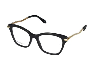 Bulgari Bv50071i Chain-link Temple Eyeglasses In Black