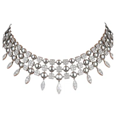 Pre-owned Bulgari Bvlgari 11 Carat Diamond 18k White Gold Lucea Choker Necklace