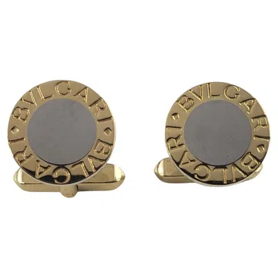 Pre-owned Bulgari Bvlgari 18 Karat Yellow Gold And Stainless Steel Cufflinks