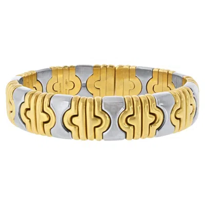 Pre-owned Bulgari Bvlgari 18k Gold Parentesi Hematite Bracelet In Multi