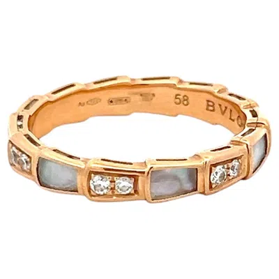 Pre-owned Bulgari Bvlgari 18k Rose Gold Serpenti Ring With 0.35 Carat Round F Vs Diamond Size 8.75 In Red
