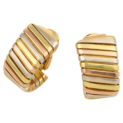 Pre-owned Bulgari Bvlgari 18k Tricolored Gold Tubogas Earrings In Multi