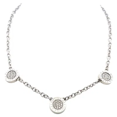 Pre-owned Bulgari Bvlgari 18k Wg Station Necklace With 0.75 Carat Round F Vs Diamonds & 7.4mm Onyx In Black