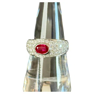 Pre-owned Bulgari Bvlgari 18k White Gold Burma Ruby And Diamond Ring