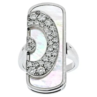 Pre-owned Bulgari Bvlgari 18k White Gold Mother Of Pearl Illusion Diamond Cocktail Ring