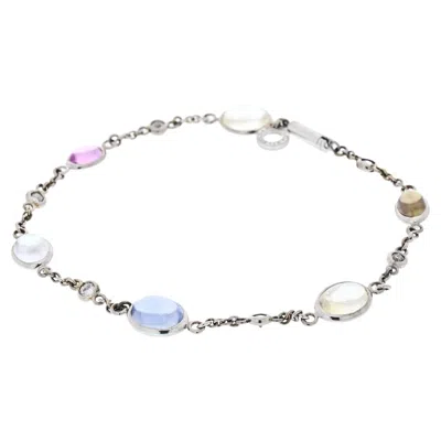 Pre-owned Bulgari Bvlgari 18k White Gold Parentesi Gemstone And Diamond Chain Bracelet
