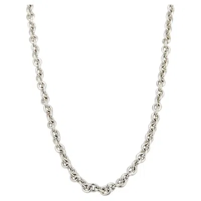Pre-owned Bulgari Bvlgari 18k White Gold Rolo Link Adjustable Chain Necklace 19"