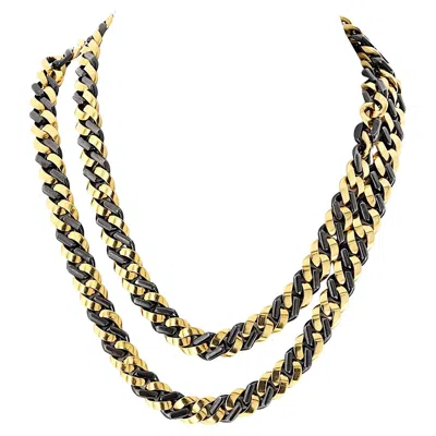 Pre-owned Bulgari Bvlgari 18k Yellow Gold 34 Inches Curb Link Long Necklace