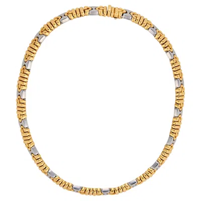 Pre-owned Bulgari Bvlgari 18k Yellow Gold And Steel Parentesi Choker Necklace