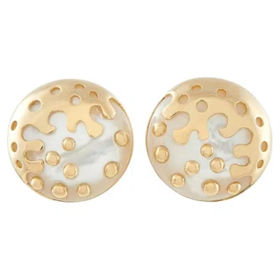 Pre-owned Bulgari Bvlgari 18k Yellow Gold Mother Of Pearl Earrings Bv04-072826
