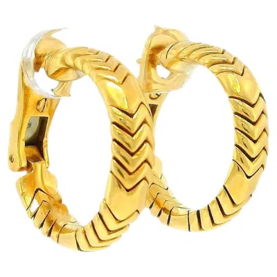 Pre-owned Bulgari Bvlgari 18k Yellow Gold Spiga Hoop Earrings