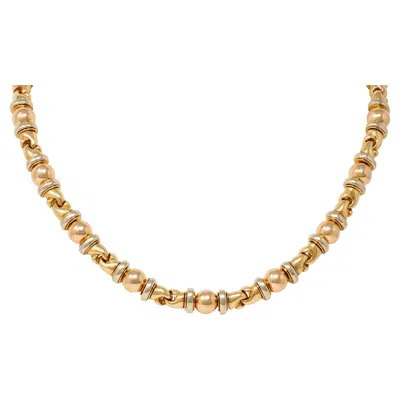 Pre-owned Bulgari Bvlgari 1980's 18 Karat Tri-colored Gold Vintage Gancio Link Chain Necklace In Multi