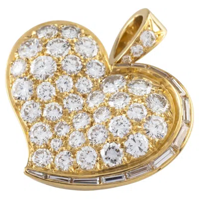 Pre-owned Bulgari Bvlgari 20k Yellow Gold Diamond Heart Pendant