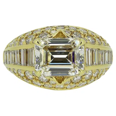 Pre-owned Bulgari Bvlgari 3.02 Carat Emerald-cut Diamond Trombino Ring In Multi