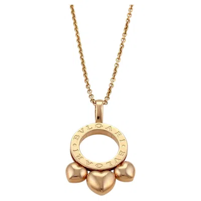 Pre-owned Bulgari Bvlgari Allegra 18k Rose Gold Slide Hearts Pendant Necklace 15�18" In Red