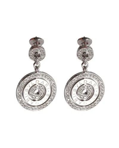 Bulgari Bvlgari Astrale Cerchi Drop Diamond Earrings In 18k White Gold 1 3/8 Ctw In Silver