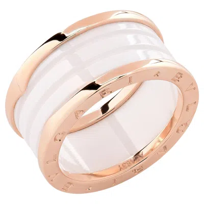Pre-owned Bulgari Bvlgari B Zero1 Rose Gold & Ceramic Band In Red