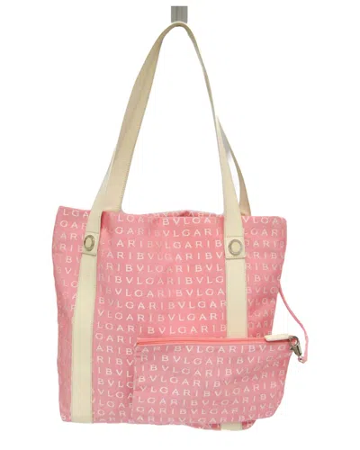 Pre-owned Bulgari Bvlgari Beige, Cream Leather, Canvas Tote (authentic Pre-loved)