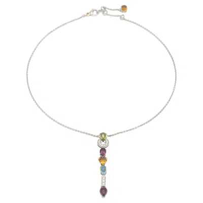 Pre-owned Bulgari Bvlgari  Allegra 18k Wg Multi-colored Gem And Diamond Pendant Necklace In Multiple
