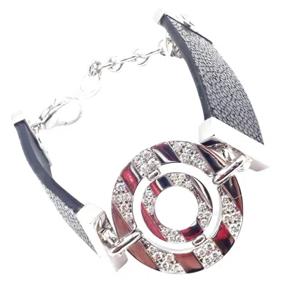 Pre-owned Bulgari Bvlgari  Astrale Diamond Shagreen White Gold Bracelet
