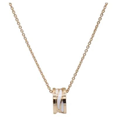 Pre-owned Bulgari Bvlgari  B.zero1 Design Legend Rose Gold White Ceramic Pendant Necklace