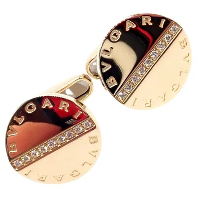 Pre-owned Bulgari Bvlgari  Diamond Classic Round Yellow Gold Cufflinks