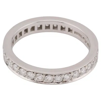 Pre-owned Bulgari Bvlgari  Diamond Platinum Eternity Band Ring Size 5.5 In Multi