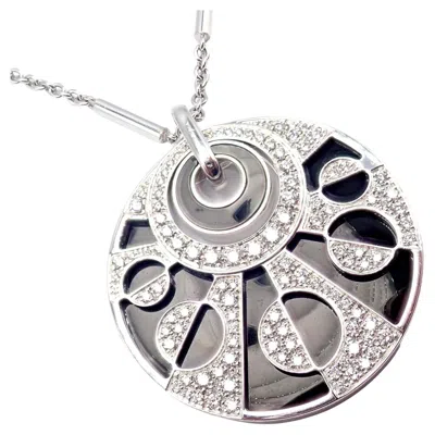 Pre-owned Bulgari Bvlgari  Intarsio Diamond Onyx Large Pendant White Gold Necklace