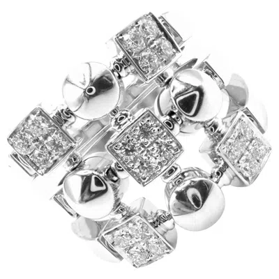 Pre-owned Bulgari Bvlgari  Lucea Diamond White Gold Band Ring