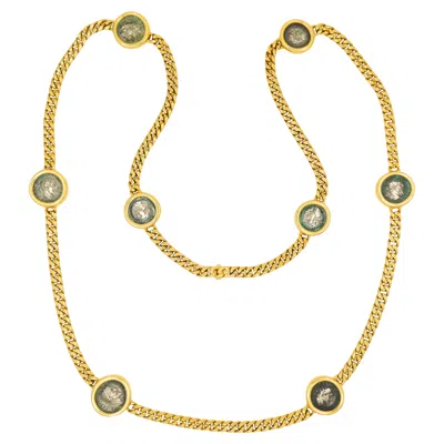 Pre-owned Bulgari Bvlgari  Monete Gold Chain Necklace Ancient Roman Coins In Multi