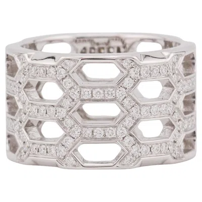 Pre-owned Bulgari Bvlgari  Serpenti Diamond 18k White Gold Eternity Band Ring Size 6 52