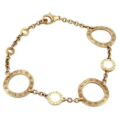Pre-owned Bulgari Bvlgari Bvlgari Mother-of-pearl 18k Yellow Gold 3 Circle Station Link Bracelet