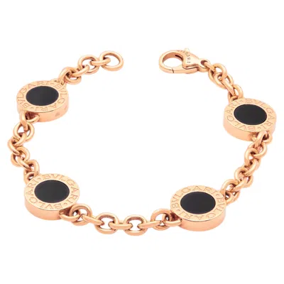 Pre-owned Bulgari Bvlgari Bvlgari Onyx & Mop Rose Gold Bracelet In Red